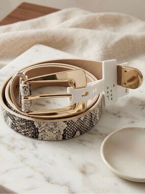 A NEW DAY Snake Print Skinny Belt Gold Buckle XS 27 Inch